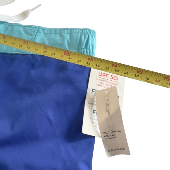 Old Navy Kids Blue Wave Graphic Swim Trunks Shorts XL TG 14-16 UPF 50 - Picture 5 of 7